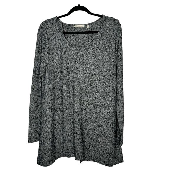 SOFT SURROUNDINGS / gray marled longline long sleeve tunic sweater / L - Picture 1 of 8